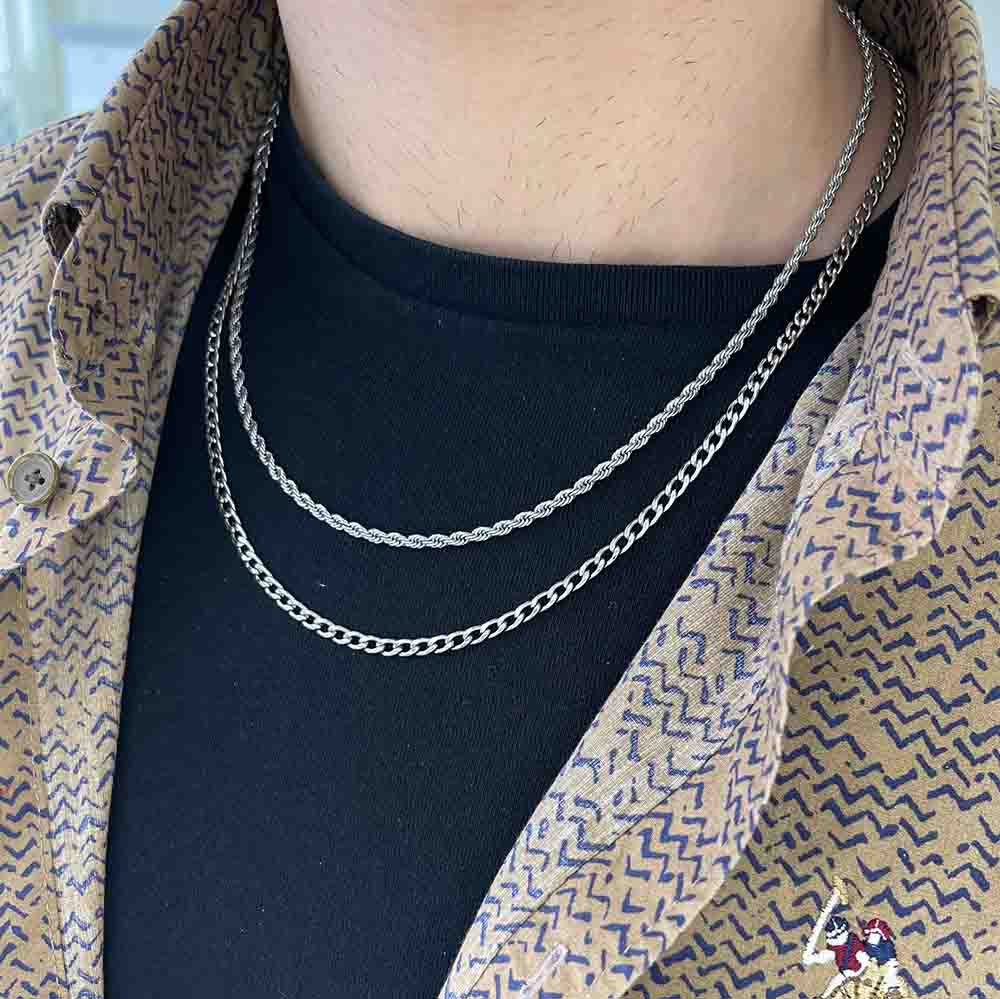 Jacob Chain Silver 4MM Αλυσίδα λαιμού από ανοξείδωτο ατσάλι 316L